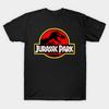 Men Black Print T-shirt Jurrasic Park Logo No-Cut Transfer Paper Print Cotton Tshirt