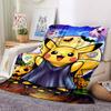 1pc Halloween Pikachu Blanket Lightweight Flannel Blanket Throw Blanket For Sofa, Bed, Travel, Camping, Livingroom, Office, Couch