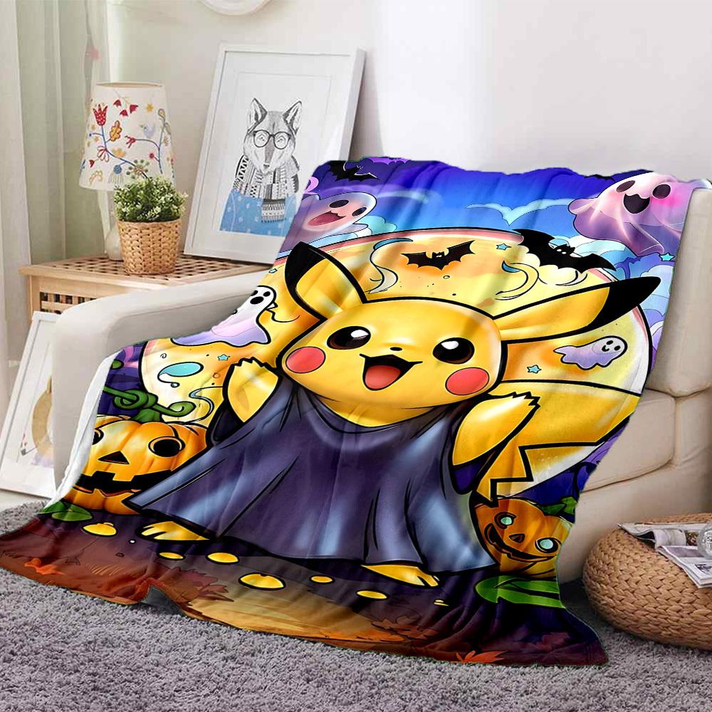 1pc Halloween Pikachu Blanket Lightweight Flannel Blanket Throw Blanket For Sofa, Bed, Travel, Camping, Livingroom, Office, Couch
