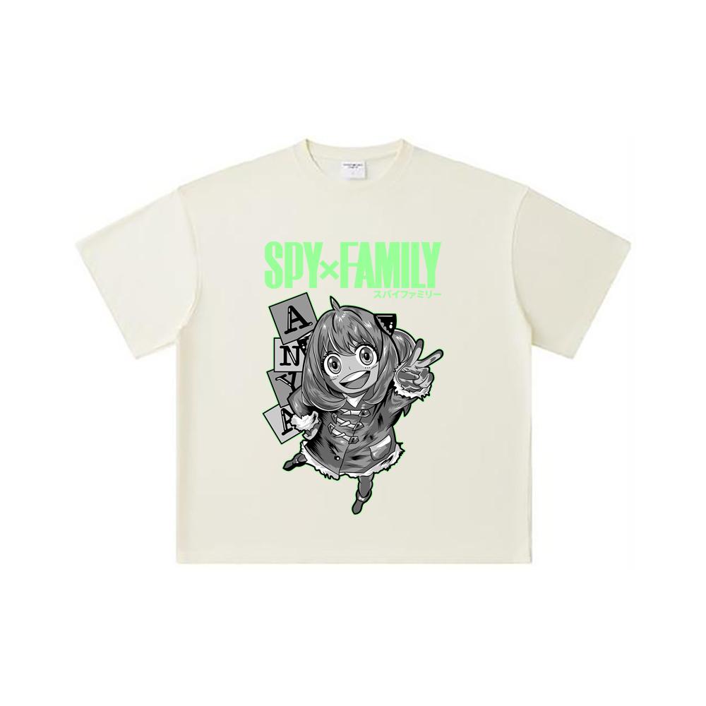 260 GSM Double Yarn 32 Count 100% Cotton Spy x Family V5 Anya Print Unisex Heavy Cotton T Shirt