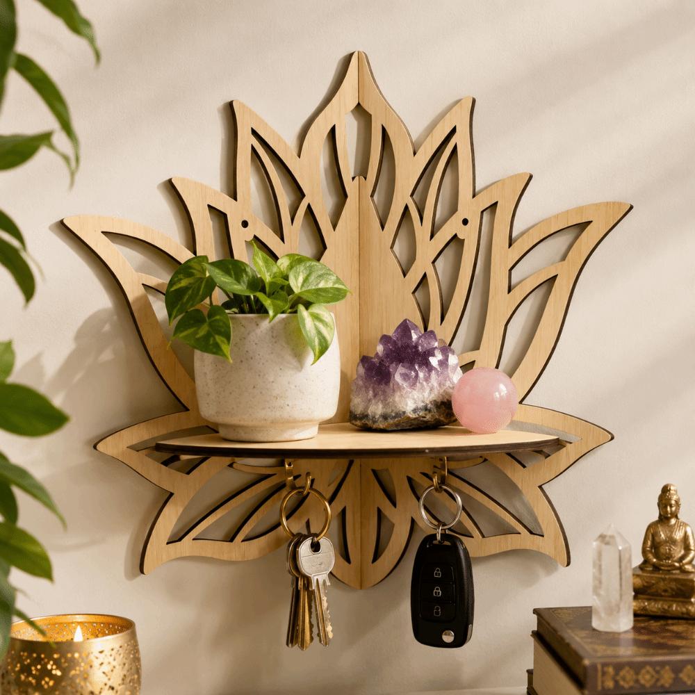 Hollowed Out Flower Wall Shelf Wall-Mounted Display Shelf Decorative Wall Bracket Living Room