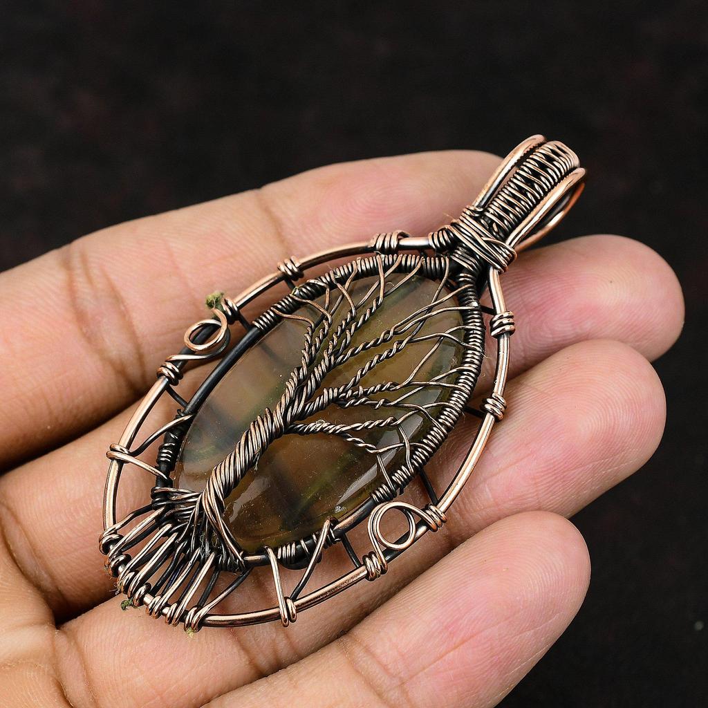 Baum des Lebens Multi-Fluorit Edelstein Anhänger Kupferdraht gewickelter Anhänger Geschenk für sie Baum des Lebens Schmuck Handgefertigter Schmuck Fluorit Schmuck