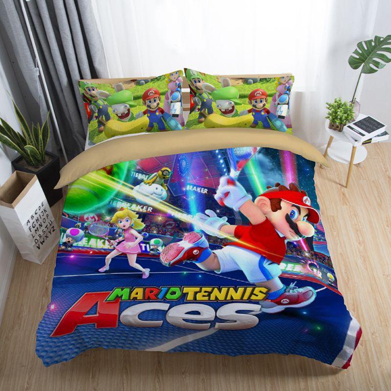 Nintendo Super 3pc Mario Cartoon Odyssey Single Panel Duvet Cover Set Bedding