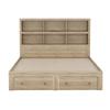 160*200cm Double Bed, Chipboard, King Size Platform Bed with Two Drawers at the Foot of the Bed, Headboard with Storage, Natural