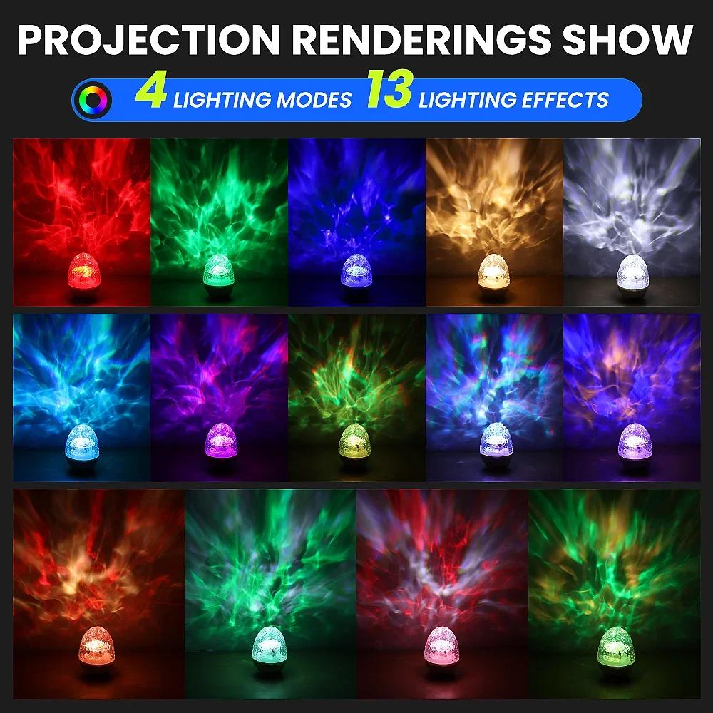 13-Color Rotating Dinosaur Egg Night Light USB Rechargeable Projector with Touch & Remote for Kids Bedroom Party Decoration