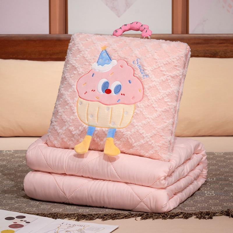 

Creative and Fashionable Pillow Quilt Blanket Two-in-one Two-dimensional Wash Cotton Nap Air Conditioner Pillow Embroidered Plush Head Cushion small 35 * 35CM unfolded 1 * 1.5M