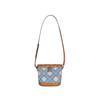 Tory Burch T Monogram Drawstring Logo Bucket Bag Women Handbags Brown Denim-Blue 159637-960