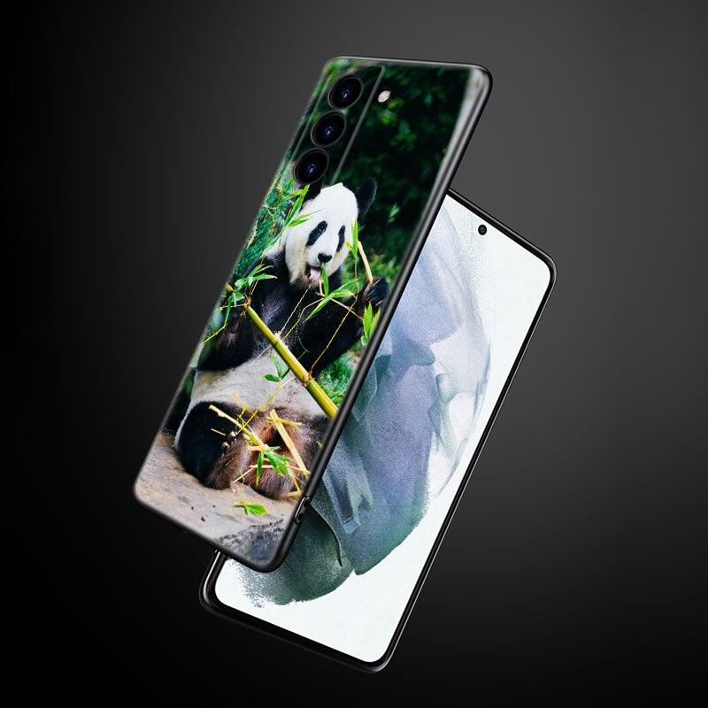 Chinesische Bär Panda Handyhülle für Samsung Galaxy S22 Pro S21 S20 Ultra FE S10 Lite 5G S10E S9 S8 Plus Weiche TPU Schwarze Hülle