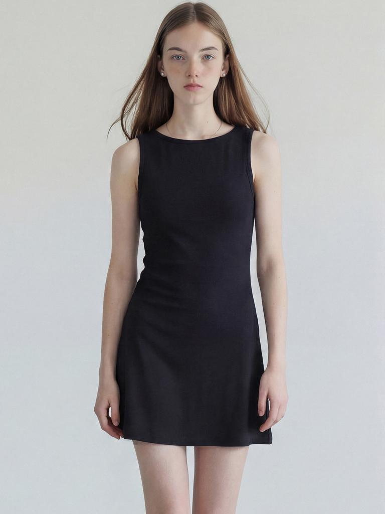 STAY WITH ME Cotton Jersey Mini Dress_Black