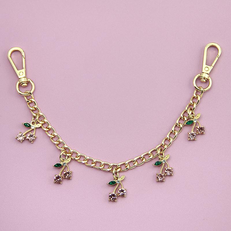 Temperament Glass Stone Red Cherry Chain Jewelry Bag Hanging Jewelry Bag Charm Bag Accessories