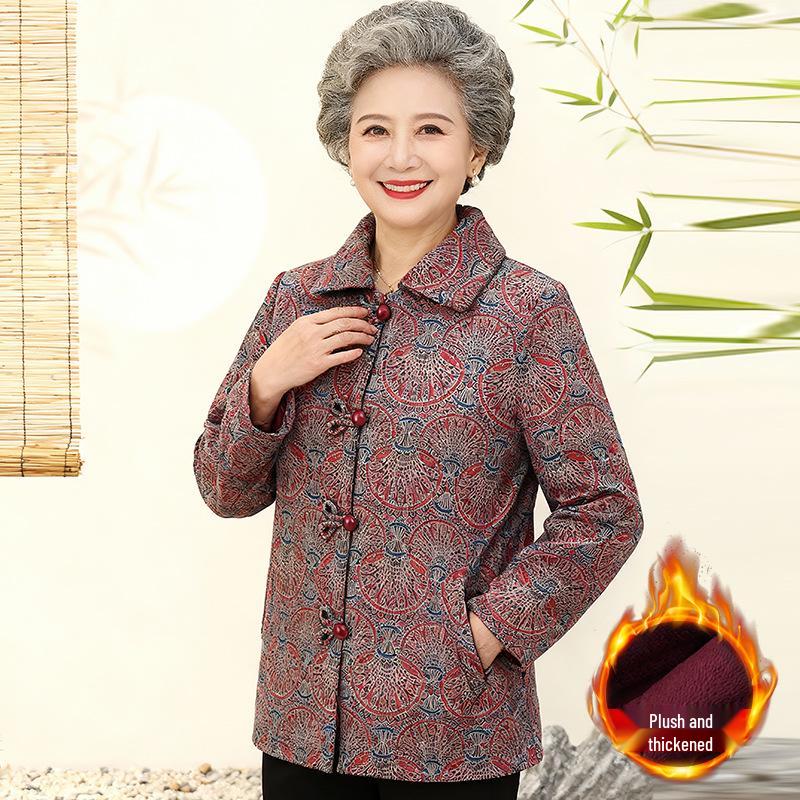 Stylish Grandma's Winter Cotton Jacket: New Padded Outerwear for Middle-Aged & Elderly, Plus Velvet for Extra Warmth