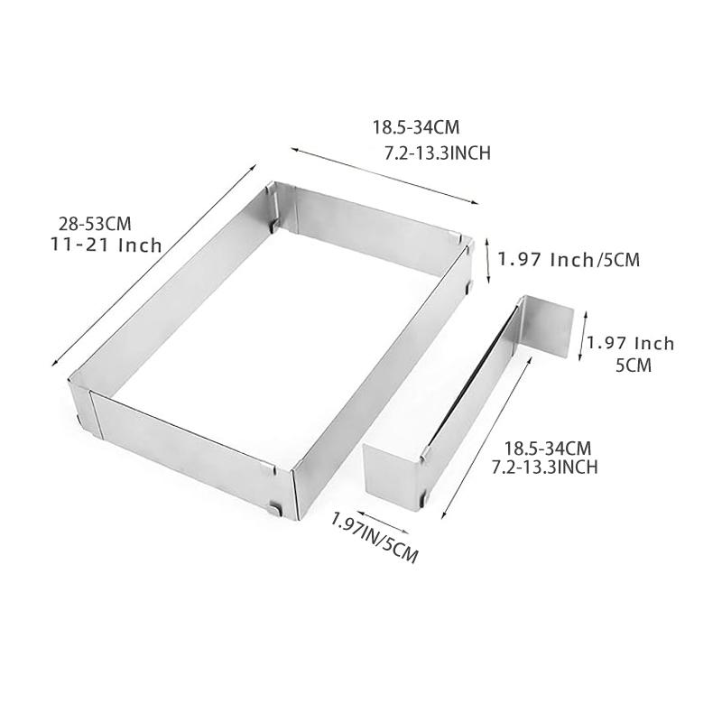 Square Rectangular Cake Mold Ring, Adjustable Stainless Steel Square Mousse Cake Cutter Baking Mold Pastry Baking Tool