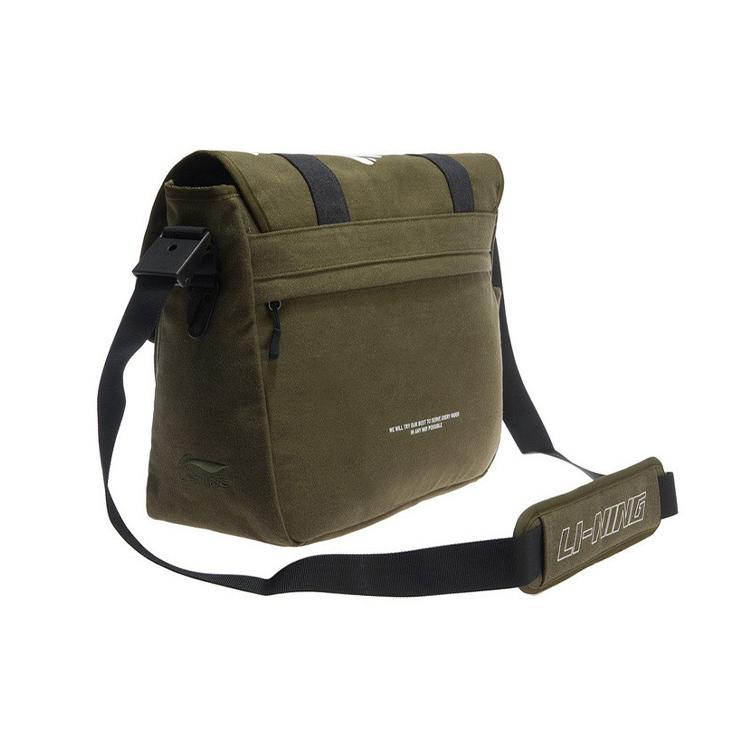 New LiNing Wave Fabric Crossbody Bag Shoulder Bag Unisex Army Green ABDR144-1