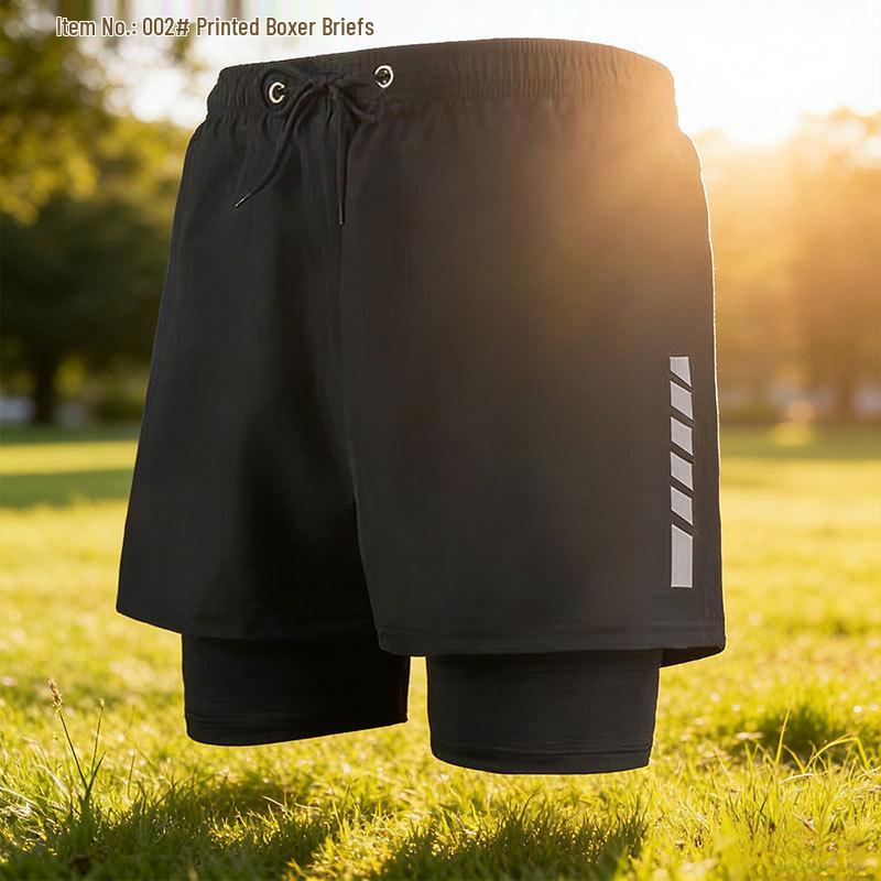 Men's Double-Layer Anti-Embarrassment Swim Trunks - Boxer Brief Five-Point Style.