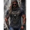 Stile Tribale Lupo 3D Stampato Uomo Sport e Fitness Manica Corta Outdoor Moda Urbana