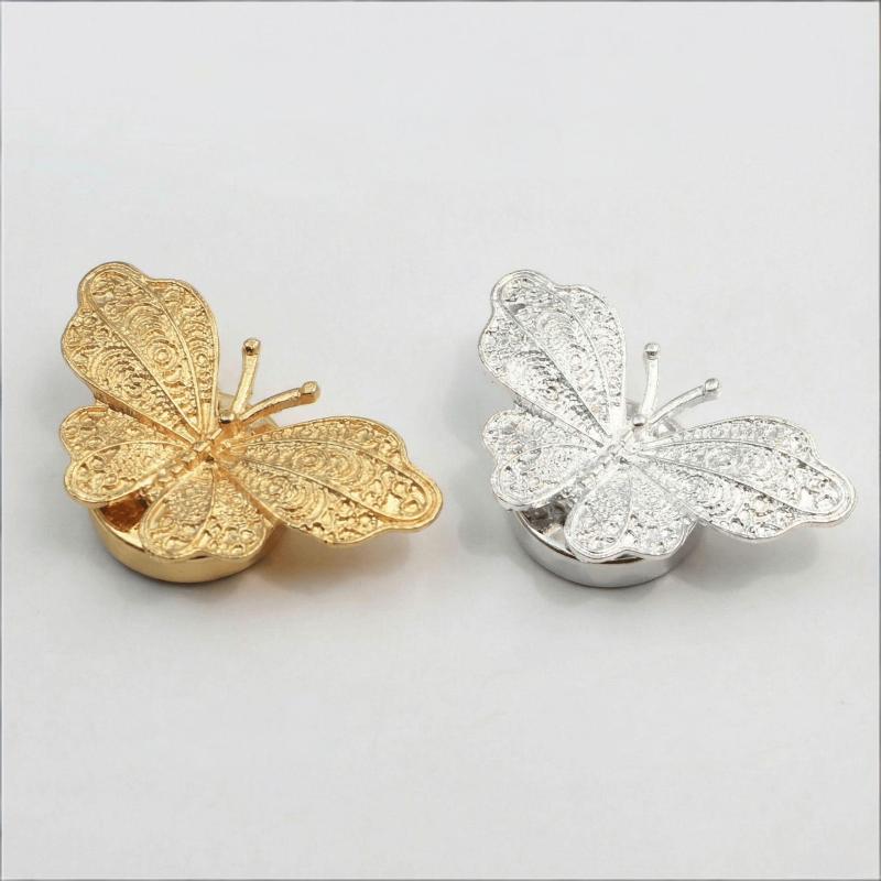 Butterfly Metal Shirt Cufflinks, Rhinestone Embellishments For Cuffs And Collar, And Rhinestone Button Covers