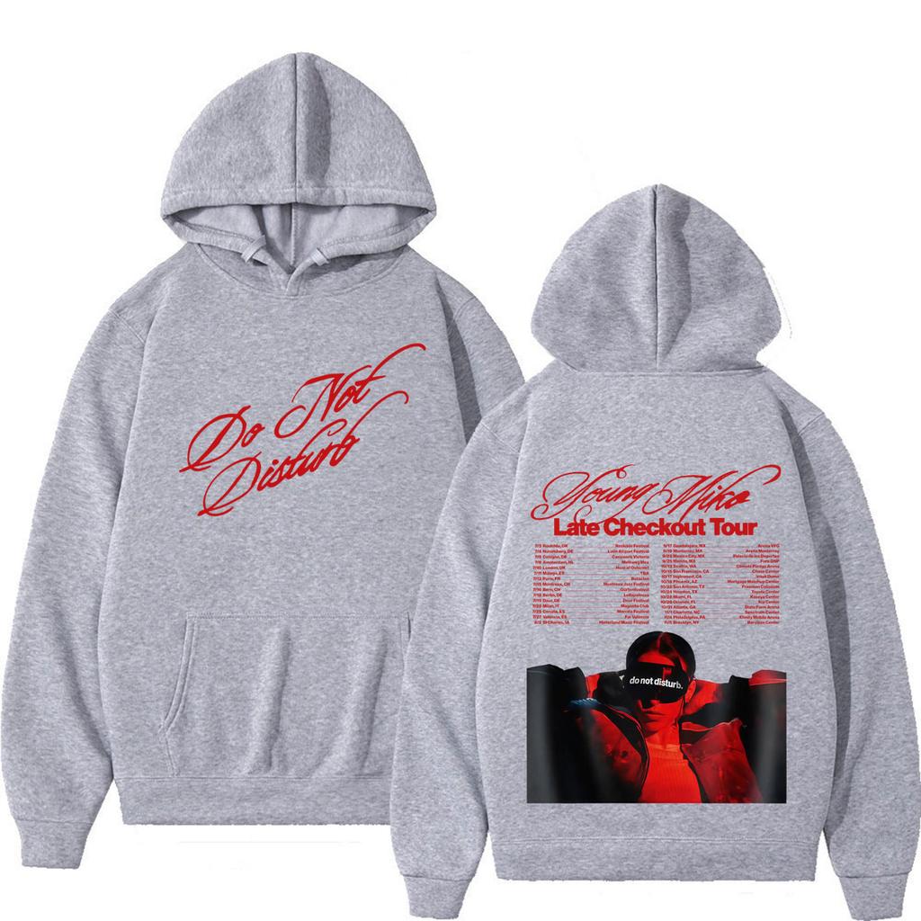 Young Miko Late Checkout Tour Print Hoodie Men Women Fashion Sweatshirts Long Sleeves Loose Casual Vintage