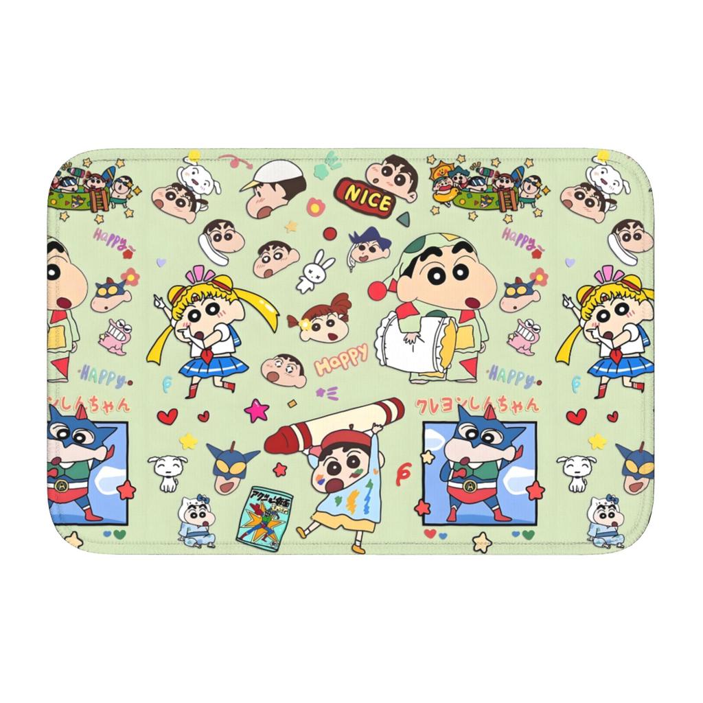 Crayons Shin-chans Cute Anime Doormat Non-Slip Bath Kitchen Welcome Mat Toilet Door Floor Entrance Carpet Rug Footpad