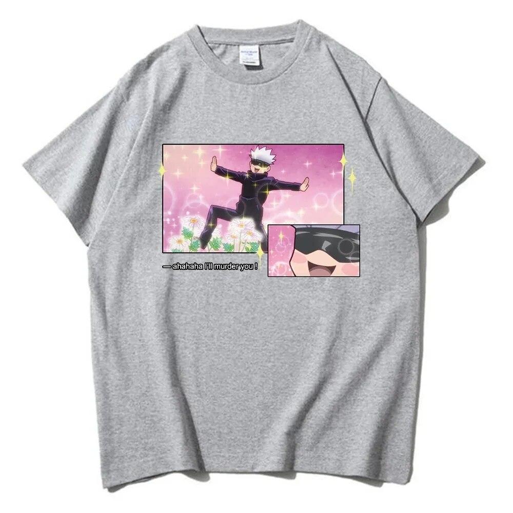Anime Jujutsu Kaisen 100% T-Shirt Gojo Satoru Unisex Women Clothes Graphic Print Tops Big Size Tees Camiseta Summer Women T Shirt Unisex