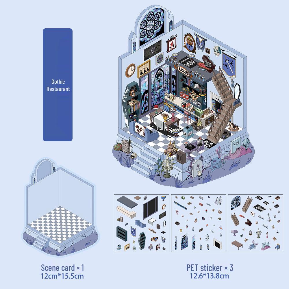 Micro Ink 3D Cartoon Decompression Stickers for DIY Miniature Scene Journals