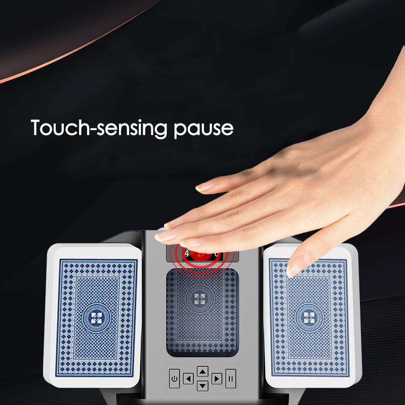 Автоматична машина для тасування та роздачі карт 2-в-1 Електричний роздавач карт для покеру Пристрій для тасування 4000mAh Сенсорний дилер