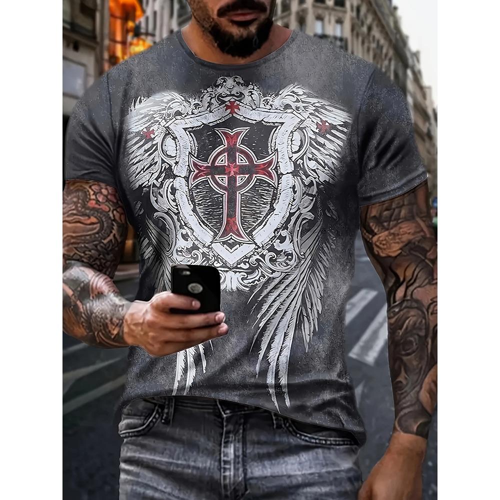 Egyptian Religious Style 3D Anubis Printed Men's Short-sleeved Shirt Outdoor Sports Men's Fitness T-shirt Street Fashion T-shirt