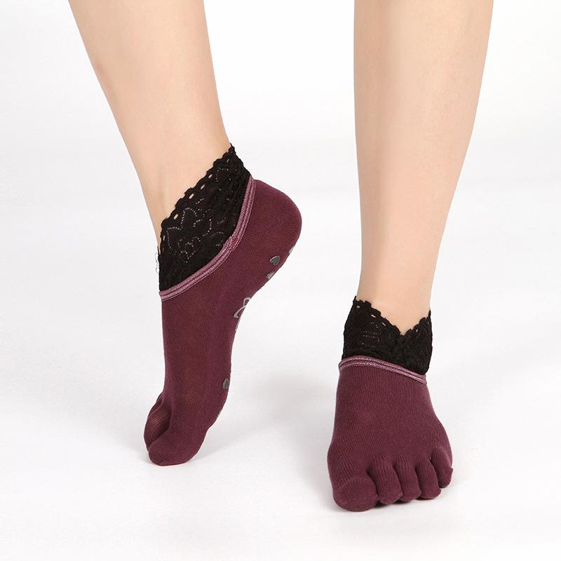Fashion Lace Trimmed Cotton Yoga Socks Women'S Professional Non-Slip Socks Dance Sports One Piece