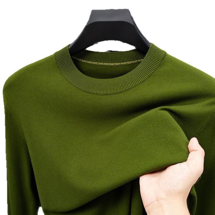 2025 Men's Lightweight Solid Color Round Neck Sweater, Long-Sleeved Knit for Spring/Autumn