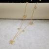 Gold Plated Layered Butterfly CZ Pendant Necklace, Delicate Star & Round CZ Double Chain Necklace for Women