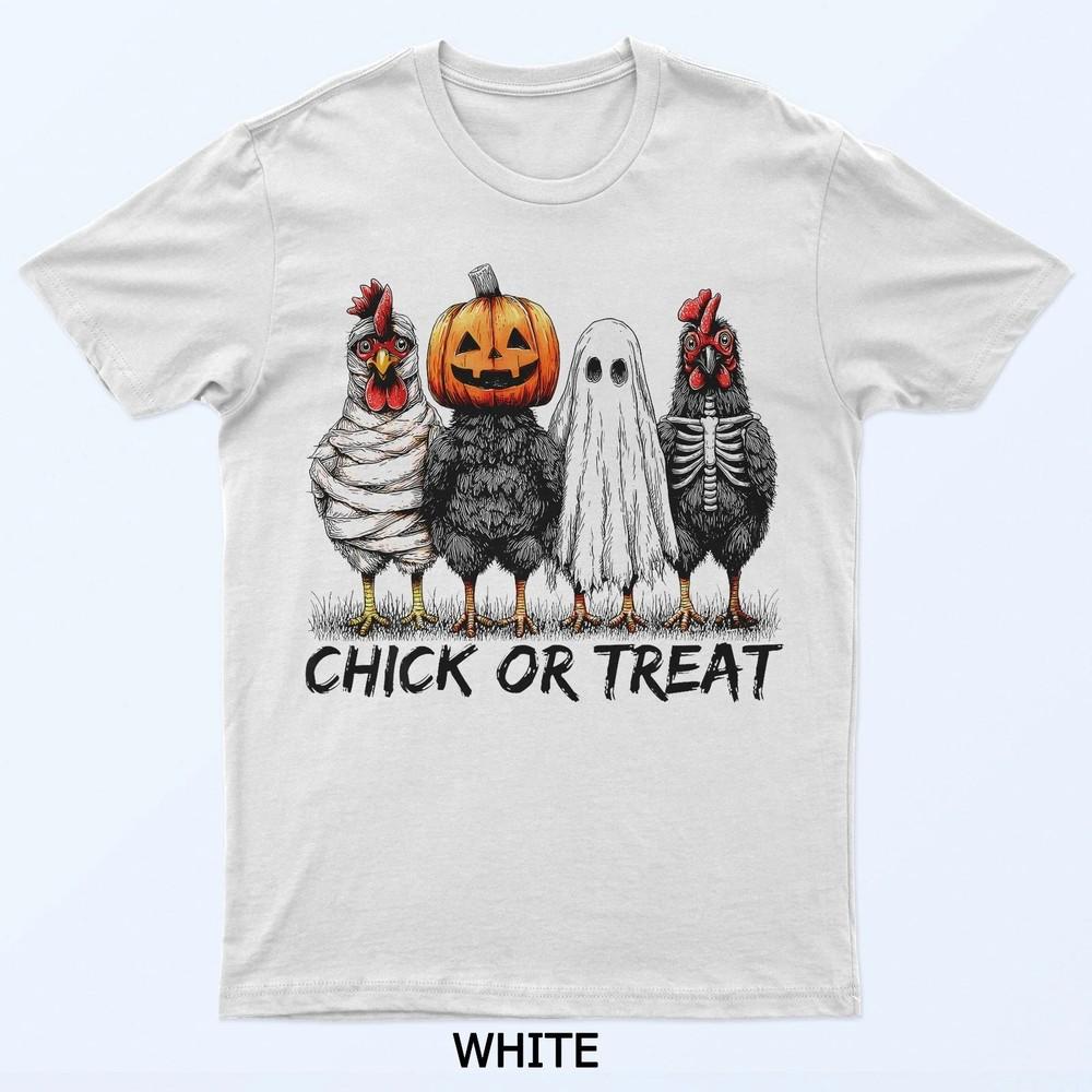Halloween Chick Or Treat Pumpkin Ghost Spooky Funny Chicken T-Shirt  Unisex T-Shirt XL