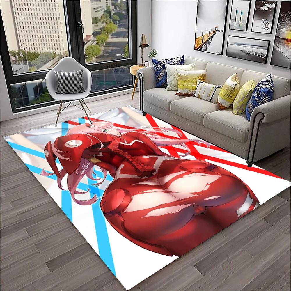 DARLING In The FRANXX Cartoon Zero Two Sexy Girl Carpet Rug for Home Living Room Bedroom Sofa Doormat Decor,Non-slip Floor Mat