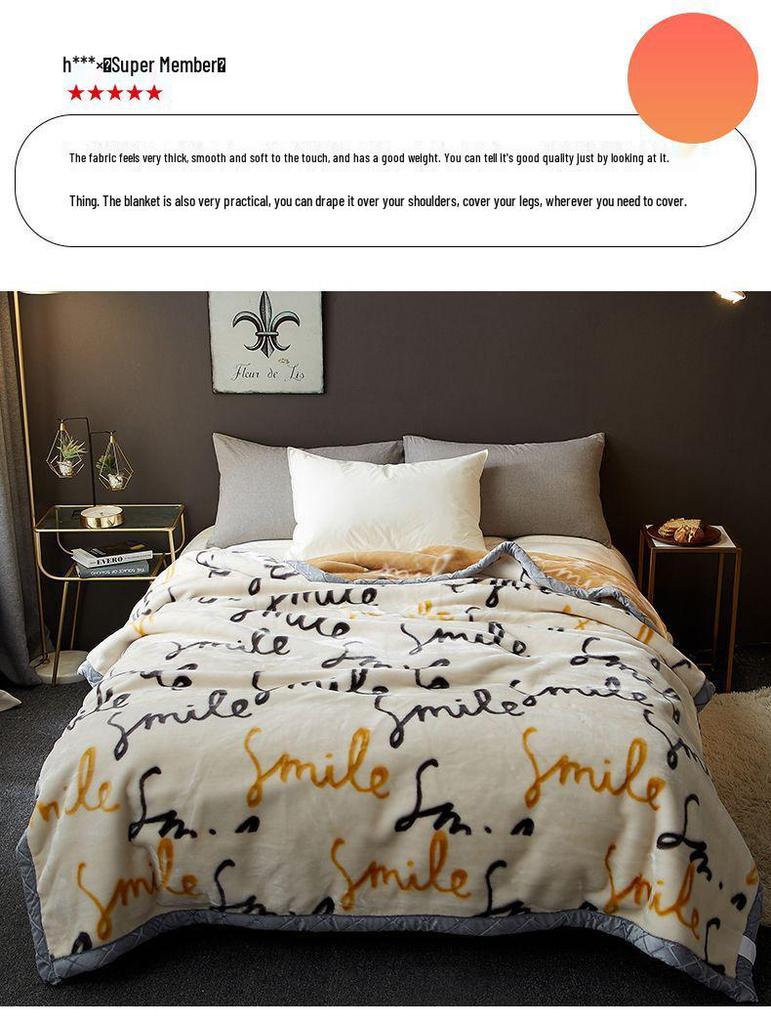 G5Z Thickened Raschel & Coral Flannel Winter Blanket for Dorms & Bedrooms