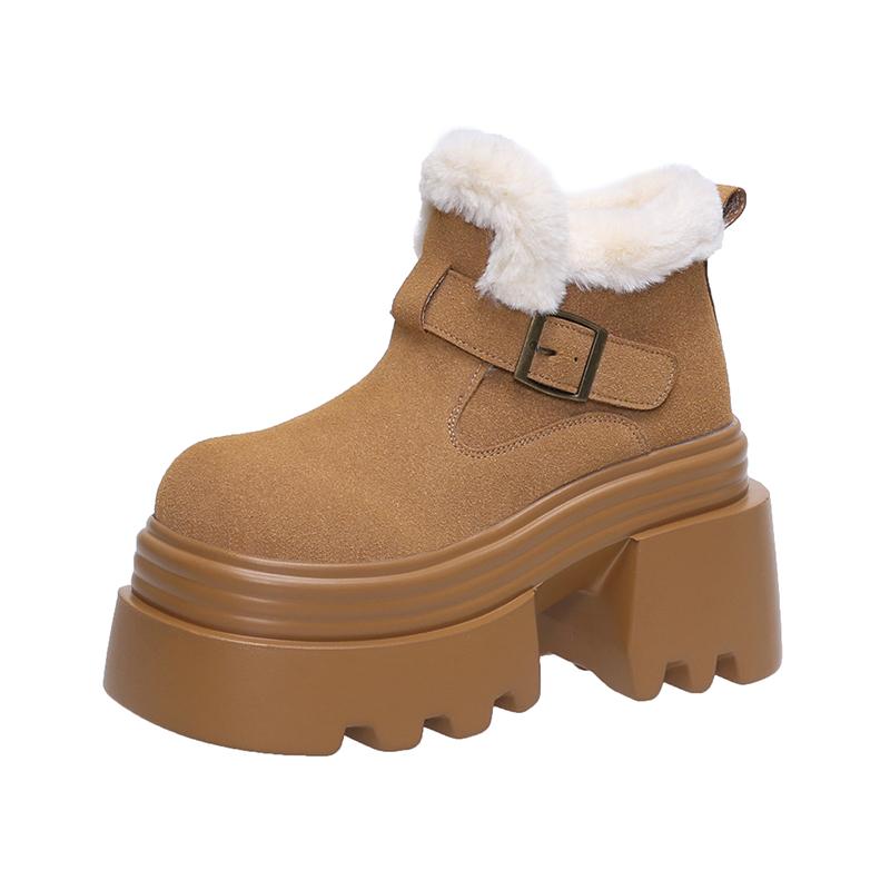 Stivali da Neve Caldi con Plateau di Alta Qualità 10CM per Donna Moda Comfort Peluche Outdoor Scarpe da Donna in Cotone Stivaletti Casual in Scamosciato Botas