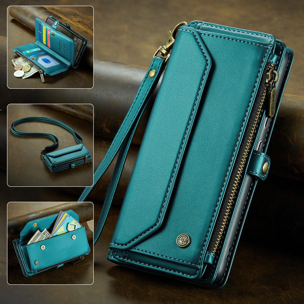 For Google Pixel 10 Pro/10/9 Pro/9 Leather Case CASEME C36 Zipper 10 Card Slots Phone Cover with Straps