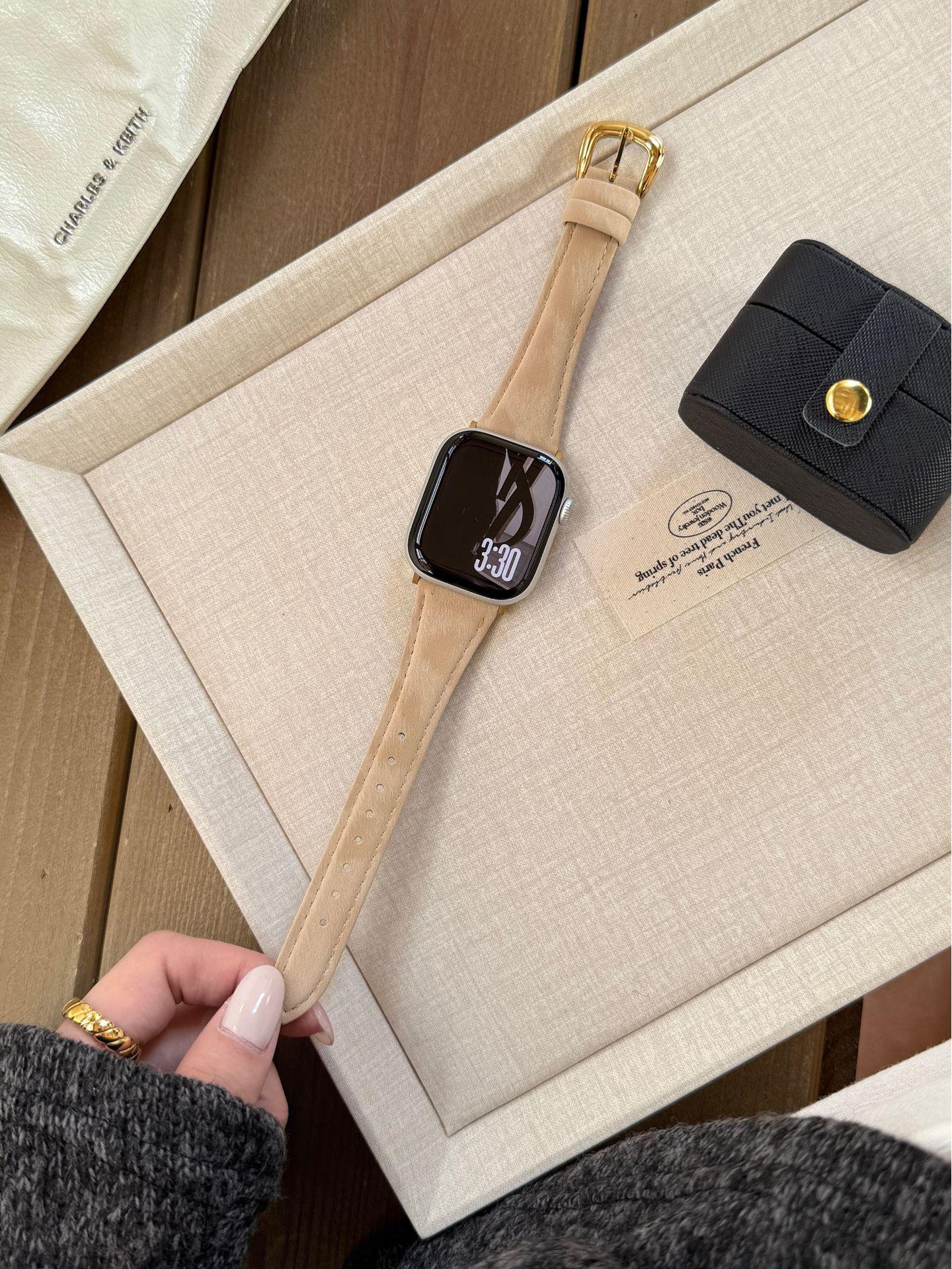 

Шелковый ремешок для Apple Watch Series S11/S10/98765SE - Женский дизайн с узкой талией. Self-measured 22mm