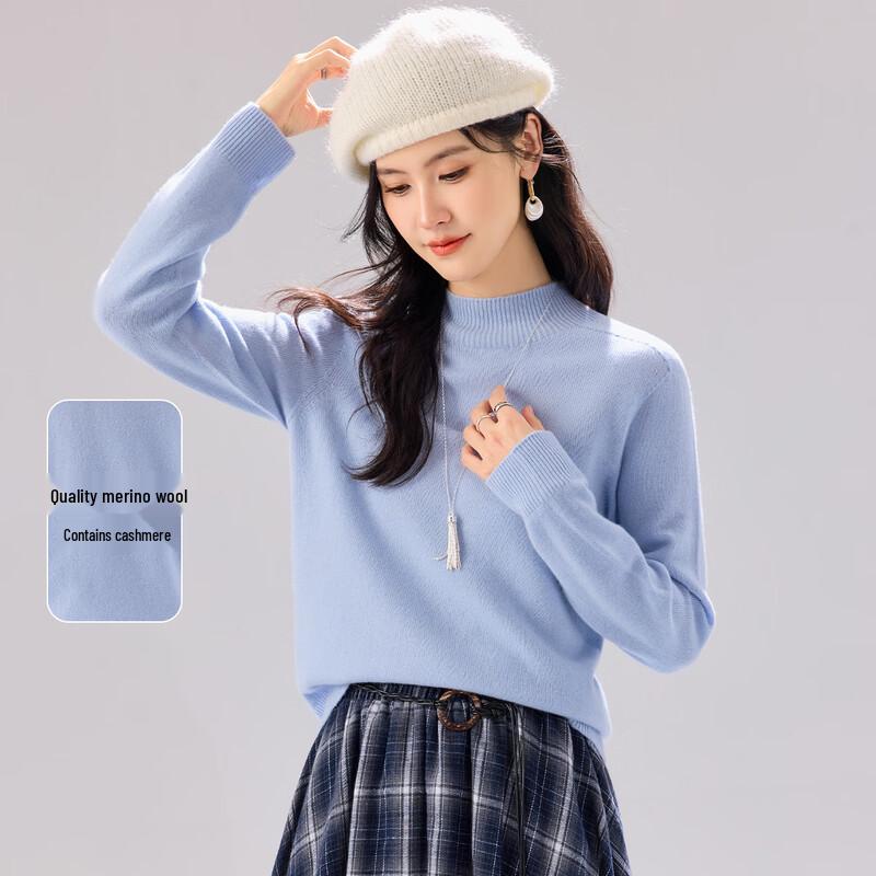 Women's Cashmere Blend Semi-High Neck Warm Wool Sweater