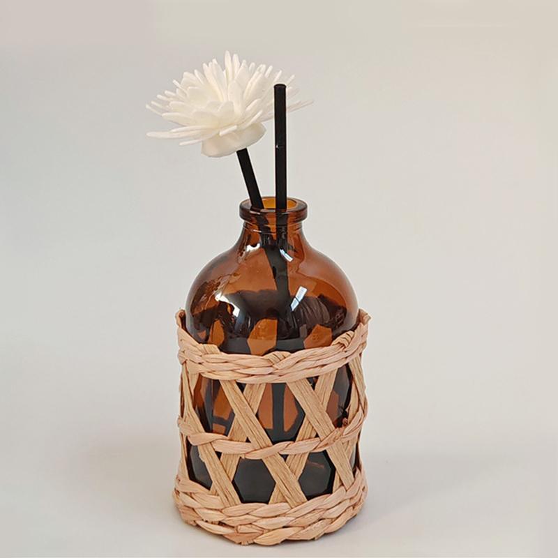 1PC Home Natural Woven Bohemian Bottle Rattan Decor Eco-friendly Grass Macrame Aromatherapy Decorative 50ml/100ml