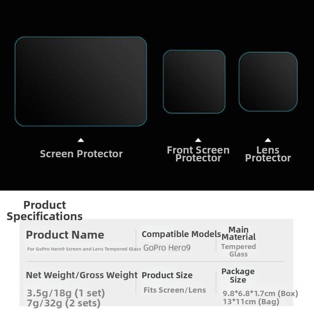 Anti Oil Anti Fingerprint Film Tempered Glass Black Screen Protector for Go Pro Hero 11 10 9