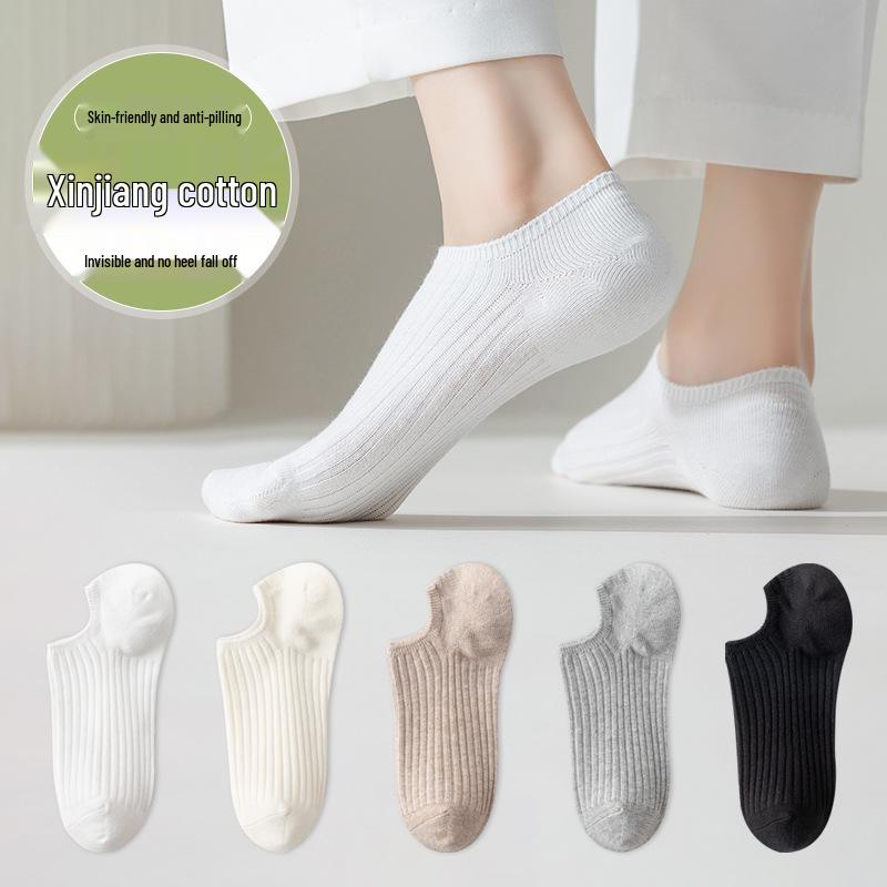 Spring Women's Invisible No-Drop Heel Socks, Non-Slip, Sweat-Absorbent, Shallow-Mouth Design