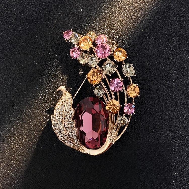 Ancient style auspicious clouds peony flower brooch elegant temperament high-end fashion corsage cheongsam Hanfu suit pin accessories