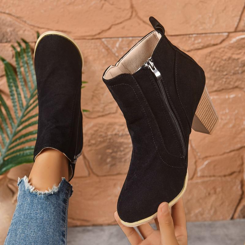 Fall/Winter 2025 British Block Heel Booties Women High Heel High Heel Women Single Boots