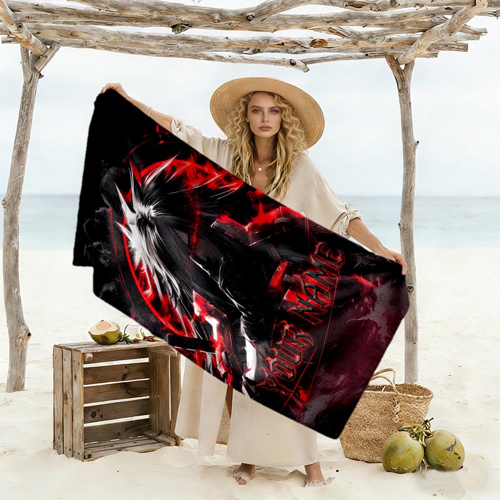 Naruto Character Customized Name Beach Towel Soft Durable Quick-Dry Ideal for Travel Outdoor Swim Pool Yoga Surf Camping Hiking Gym Gift Holiday