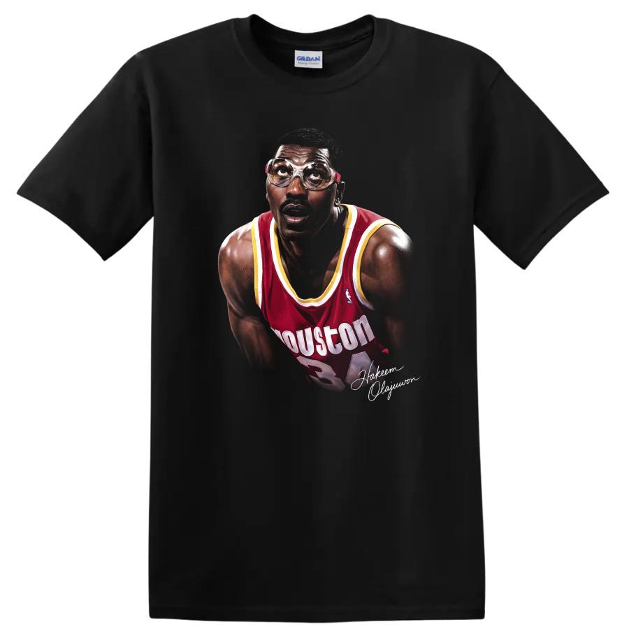 Hakeem Olajuwon Houston Rockets Giocatore di Pallacanestro Ritratto Maglietta Tee