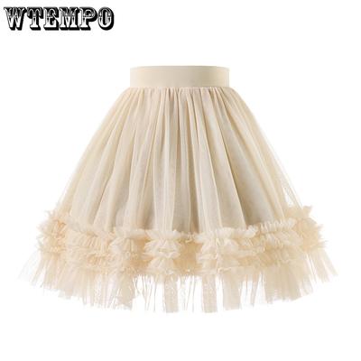 Saia Tutu de Verão Saia Princesa para Meninas Saia de Comprimento Médio Saia Puff de Bolo