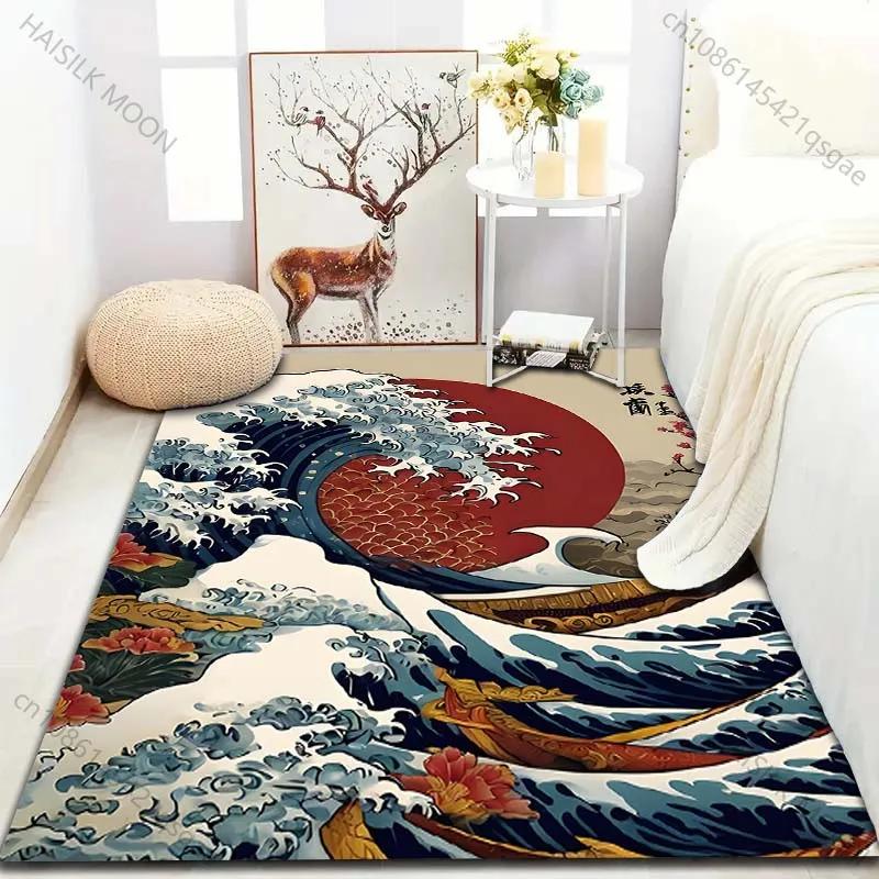 New Product Arrive! Kanagawa Waves, Japan Pattern Carpet Kids Play Mat Carpet for Bedroom Decor Playroom Living Room Rug Gifts