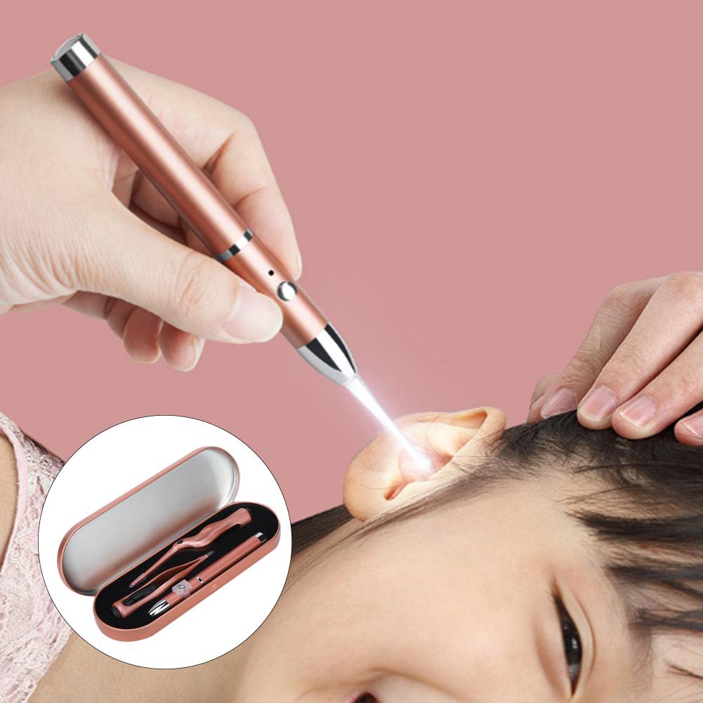 3 Stück Professionelles Kinder Leuchtendes Ohrstäbchen Ohrenschmalzentferner Pinzette Popelclip Set