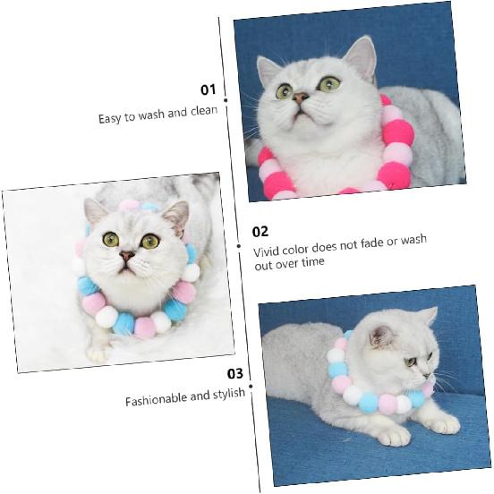 2Pcs Plush Ball Design Pet Collar for Cats and Dogs Puppy Necklace for Festivals and Birthdays