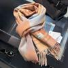 100% Pure Cashmere Scarf Female Winter Warm Cashmere Shawl Checkerboard Grain Design Couple Accessory Premium Windproof Scarf