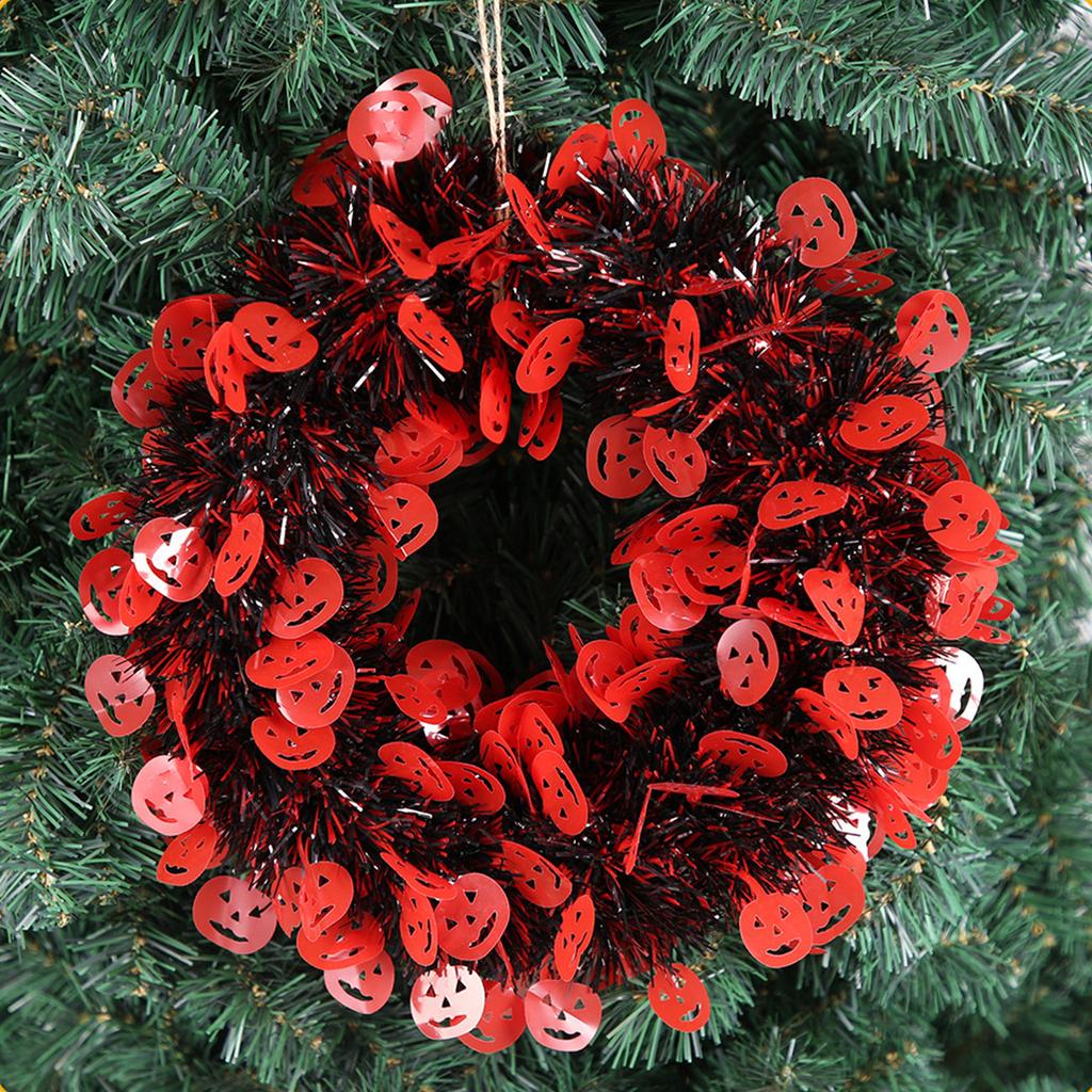 Halloween Front Door Wreath Hanging Garland Artificial Skull Wreath for Wall Halloween Holiday