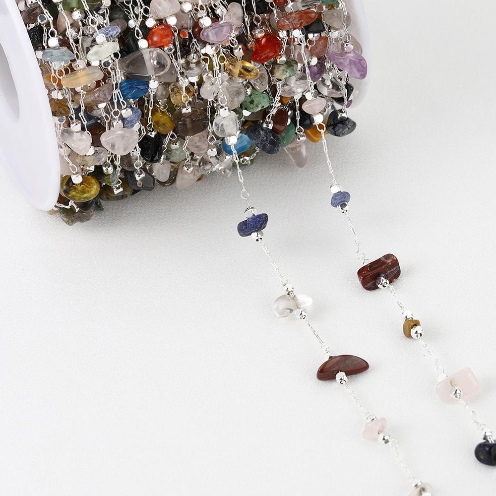 0.5M 1M Colorful Irregular Stone Necklace Chain Imitatied Pearl Copper Chains for DIY Holiday Necklace Jewelry Making Wholesale